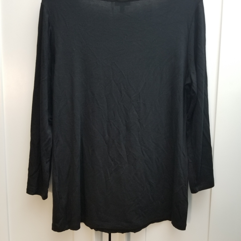 Talbots Black Scoop-Neck Ruffled Top, size Small - Picture 2 of 5